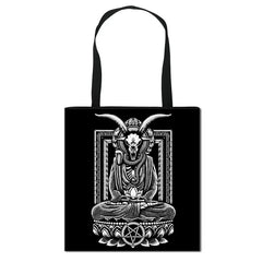 Witch 666 Hail Satan Shoulder Bag Baphomet Witchcraft Handbag Cat Tote