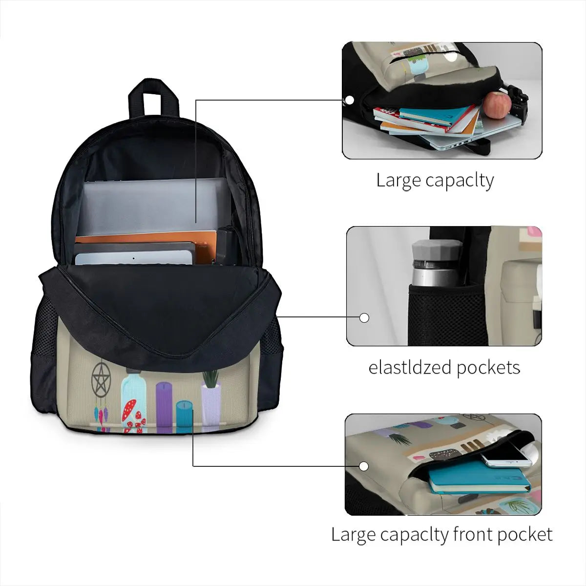 Witch Shelves Wall Backpacks Men's and Women's Eco Friendly Back Pack