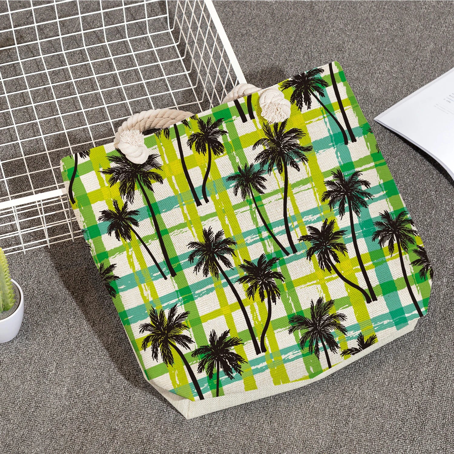 Coconut Tree Print Summer Monstera Shoulder Bags