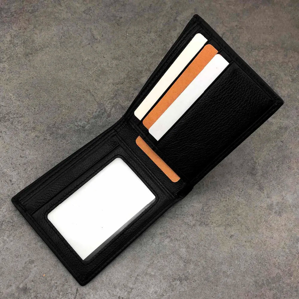 Wolf Leather Mens Bi-Fold Wallet w/ Biker Chain