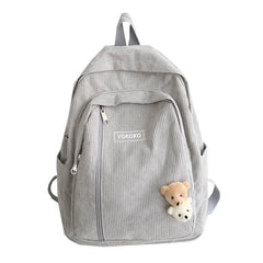 Striped Corduroy Backpack for Teens - Stylish Pack