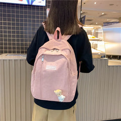 Striped Corduroy Backpack for Teens - Stylish Pack