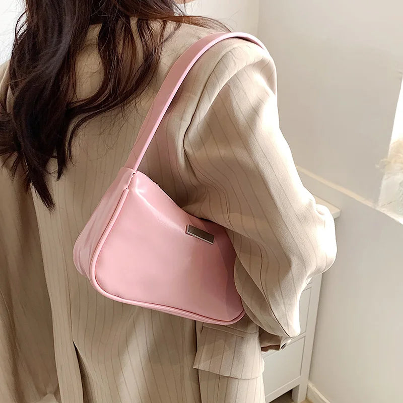 Retro Soft Leather Clutch Purse French Shoulder Bag Small Size Armpit Packs