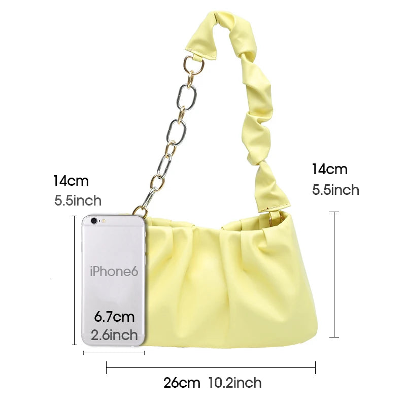 Vintage Leather Shoulder Bag with Chain Handle