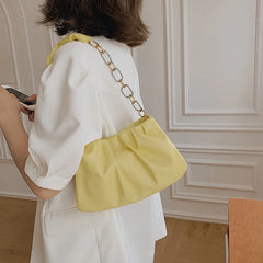 Vintage Leather Shoulder Bag with Chain Handle