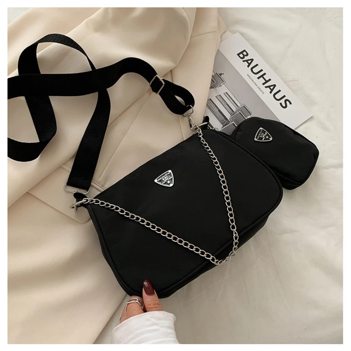Solid Colors Metal Chain Small Wallets Shoulder Crossbody Bags