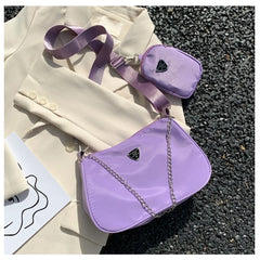Solid Colors Metal Chain Small Wallets Shoulder Crossbody Bags