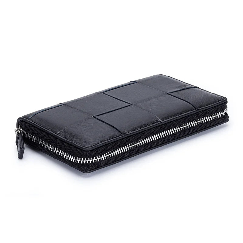 Woven Sheepskin Clutch Wallet Women's Purse Phone Bag Handbag