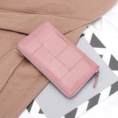 Woven Sheepskin Clutch Wallet Women's Purse Phone Bag Handbag