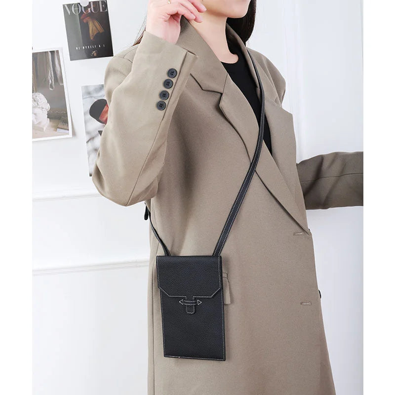Cow Leather Crossbody Phone Bag for Women