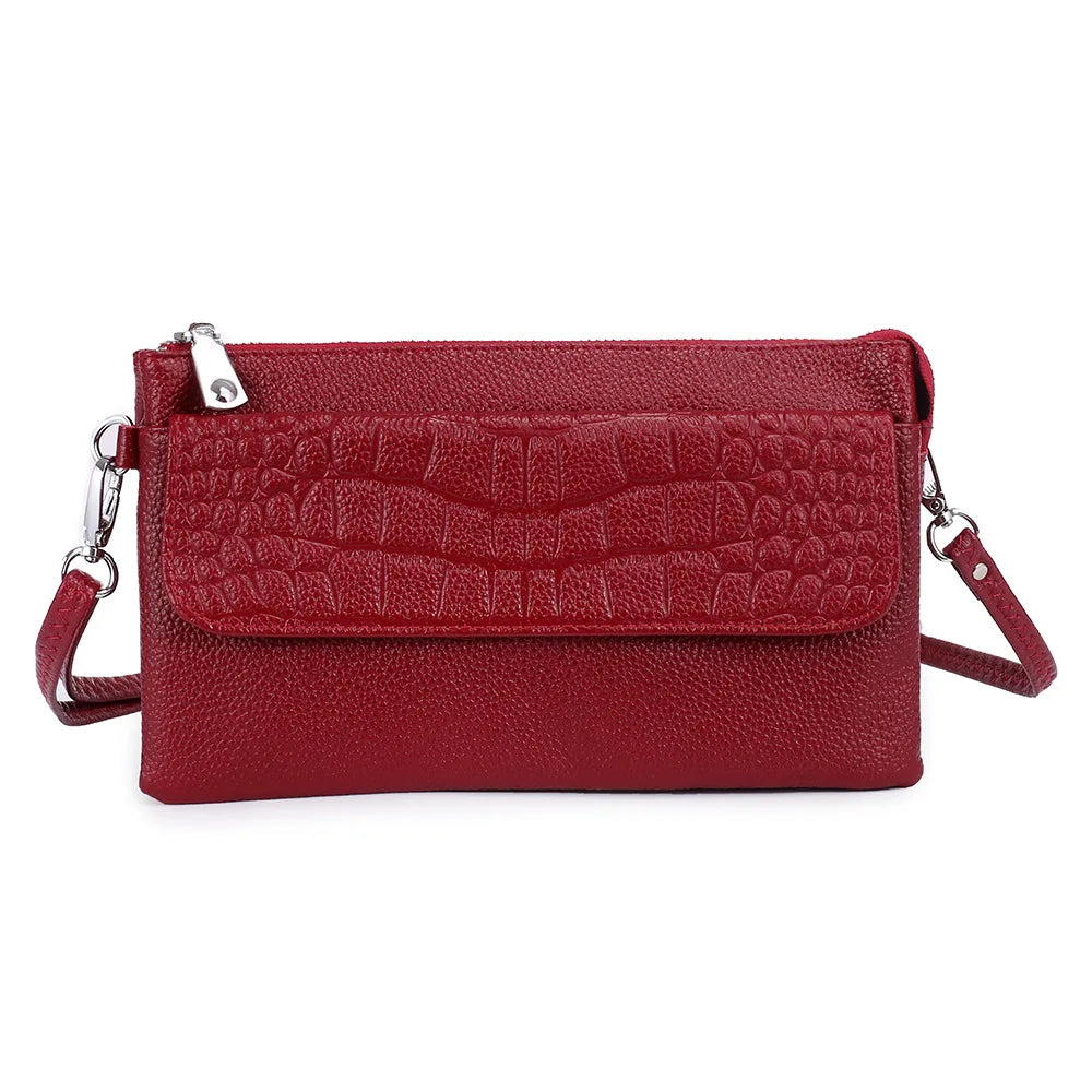 Leather Cross Body Bag for Women Solid Shoulder Messenger Clutch
