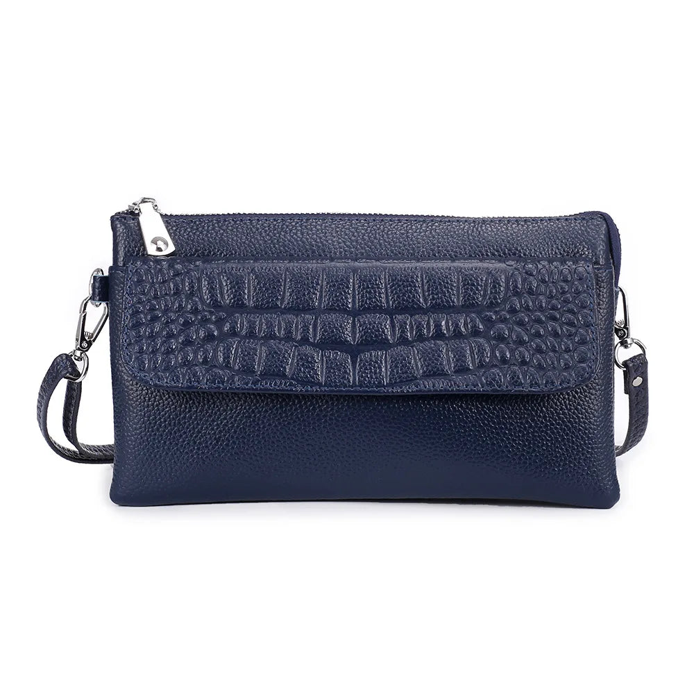 Leather Cross Body Bag for Women Solid Shoulder Messenger Clutch