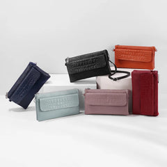 Leather Cross Body Bag for Women Solid Shoulder Messenger Clutch