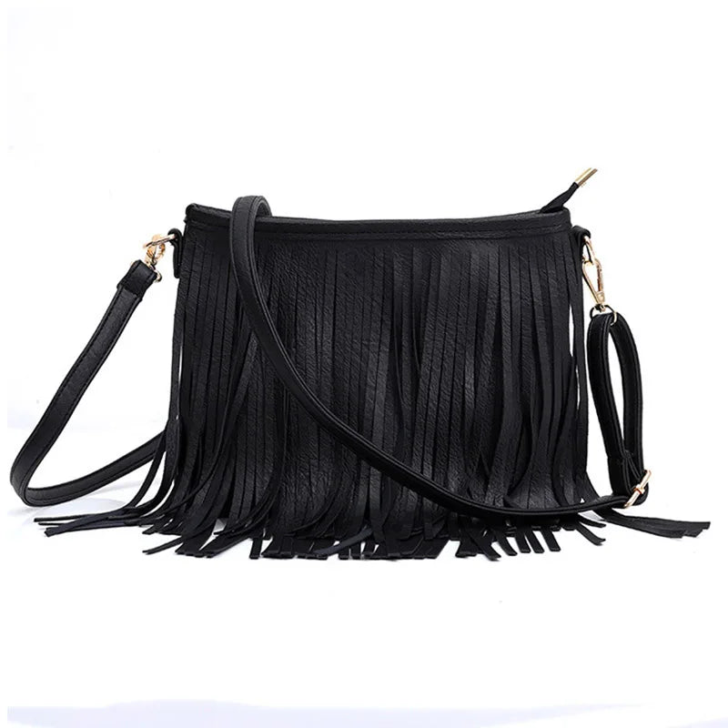 Tassel Nubuck Leather Ladys Crossbody Shoulder Bag Solid Satchel