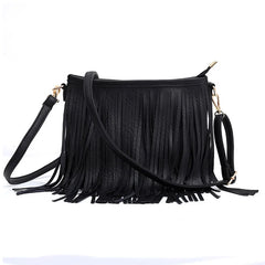 Tassel Nubuck Leather Ladys Crossbody Shoulder Bag Solid Satchel