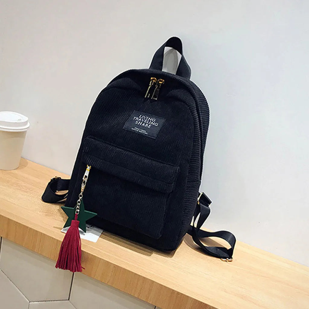 Mini Corduroy Campus Backpack for Women Work Bag