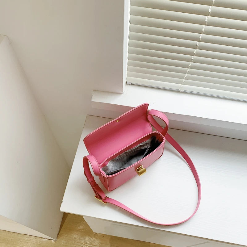 Woman Small Square Bag Ins Handbag PU Leather Ladies Crossbody Shoulder Bag Tide