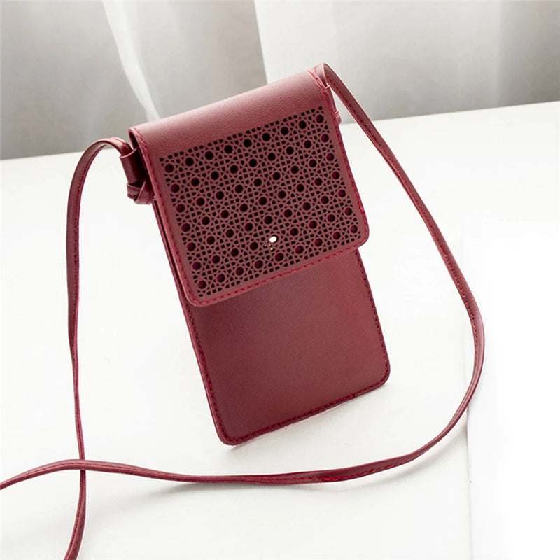 Hollow Out Shoulder Bag Clutch Touch Screen Phone Female Crossbody Bag