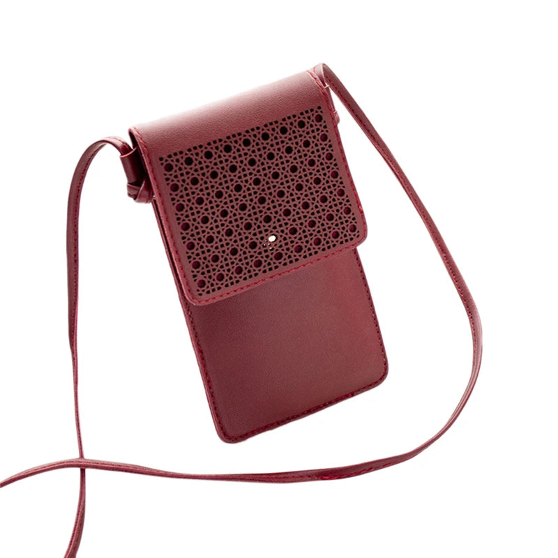 Hollow Out Shoulder Bag Clutch Touch Screen Phone Female Crossbody Bag