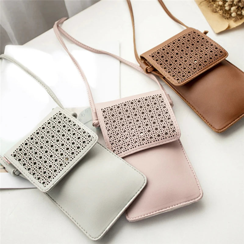 Hollow Out Shoulder Bag Clutch Touch Screen Phone Female Crossbody Bag