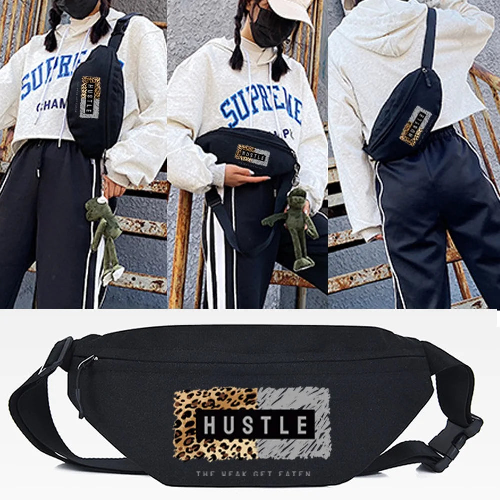 Unisex Waist Bag FORGET Letter Print Chest Pack Shoulder Outdoor Sport Bag