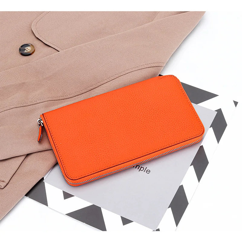 Cow Leather Woman Wallet Coin Bag Mobile Phone Girl Purse