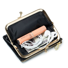 Cow Leather Short Wallet Women Mental Wallet Zero Wallet Storage Bag For Girl