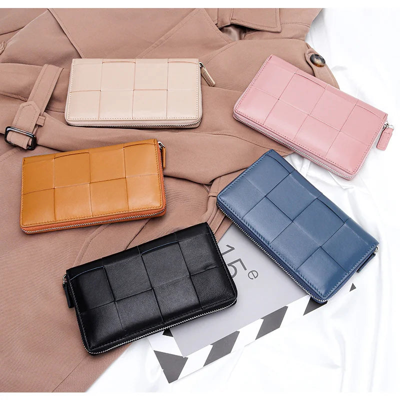 Woven Sheepskin Wallet Large Capacity Handbag