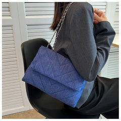 Women Denim Stripe Messenger Bag Casual Shoulder Handbag