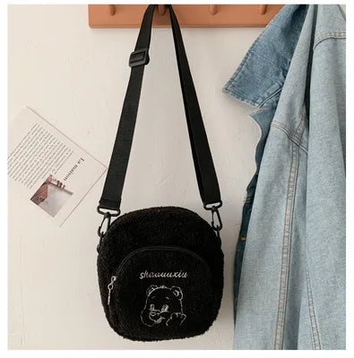 Plush Shoulder Messenger Bag for Women