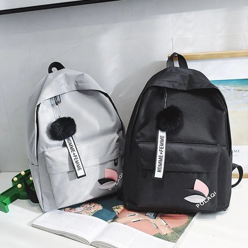 Women Backpack Small Canvas Schoolbag Middle School Student Couple Backpack