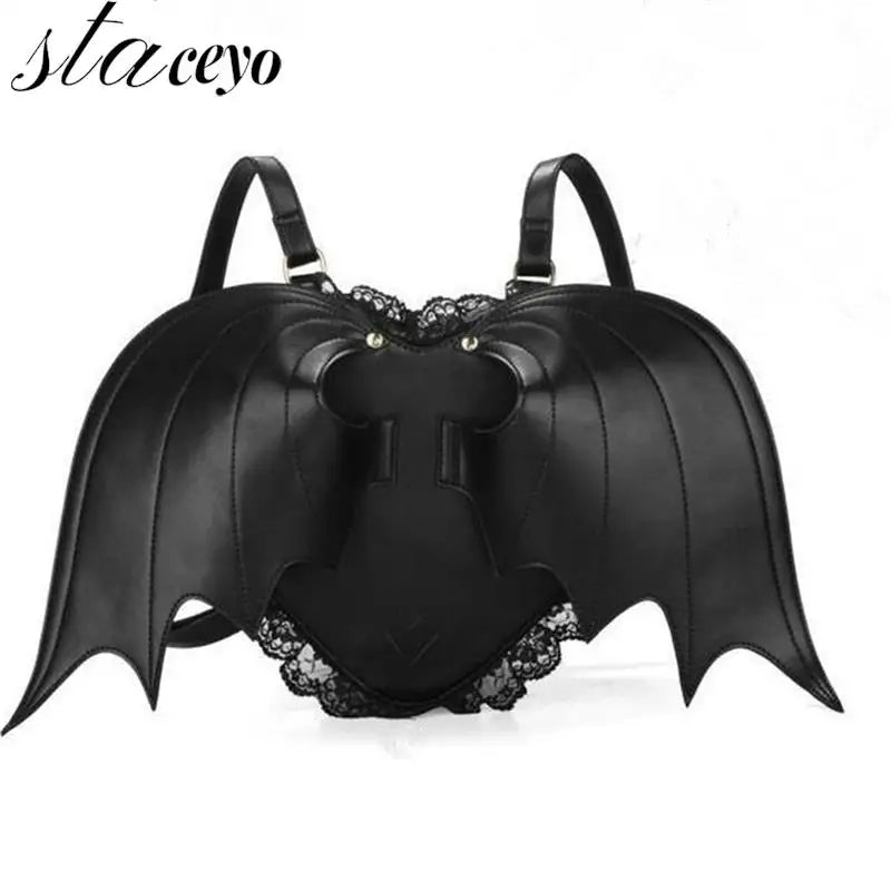 Women Backpack Bat Wing Backpacks Punk School Bag For Girls