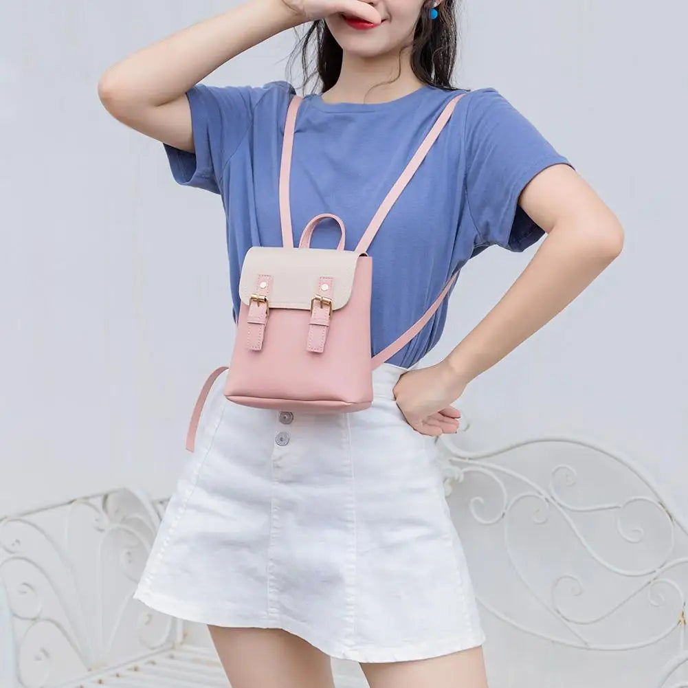 Women Backpack Candy Bags Waterproof High Mini Women Girl PU Leather Student Sch