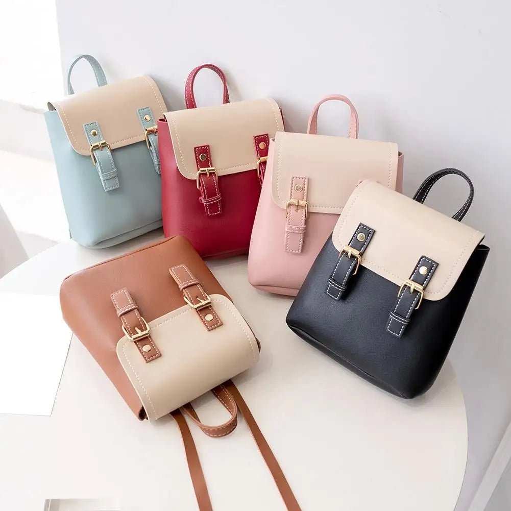 Women Backpack Candy Bags Waterproof High Mini Women Girl PU Leather Student Sch