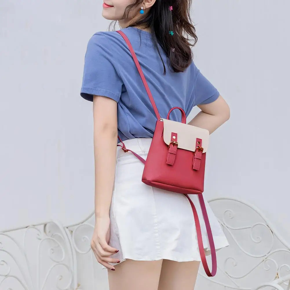 Women Backpack Candy Bags Waterproof High Mini Women Girl PU Leather Student Sch