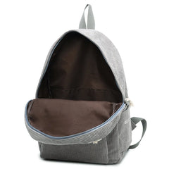 Corduroy School Backpack for Teenage Girls - Striped Rucksack Travel Bag