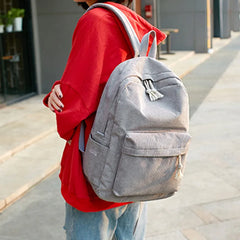 Corduroy School Backpack for Teenage Girls Travel Bag Striped Rucksack