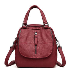 Women Mini Travel Backpack Multi-Functional Large Capacity PU Leather Bag