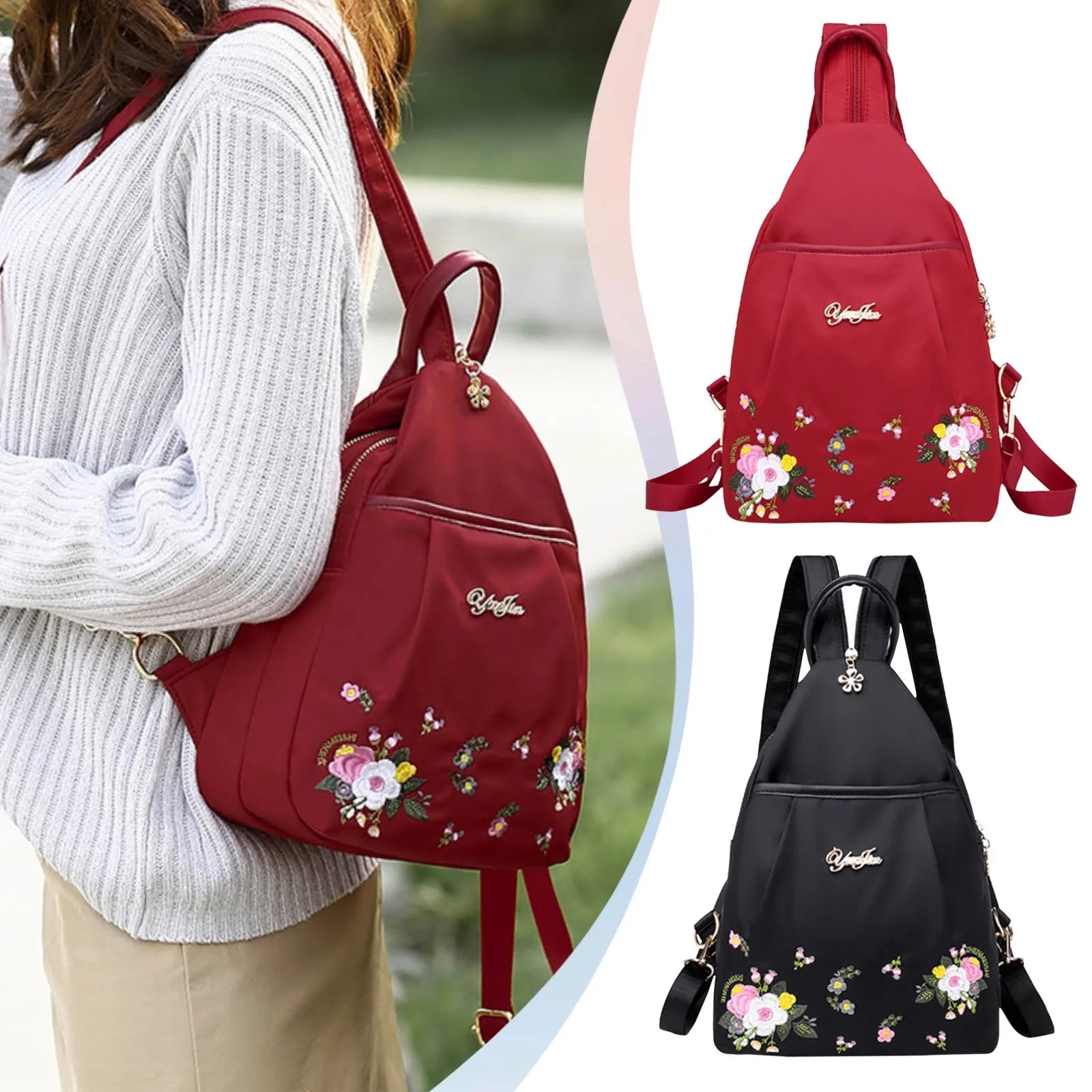 Floral Backpack Lightweight Travel School Locking Backpack