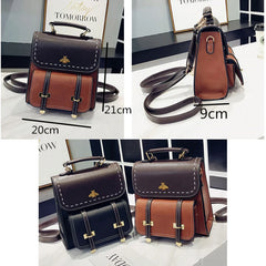 Vintage Leather Preppy Female Backpack College Travel Bag Mochila