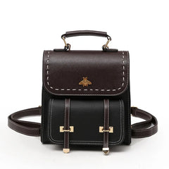 Vintage Leather Preppy Female Backpack College Travel Bag Mochila