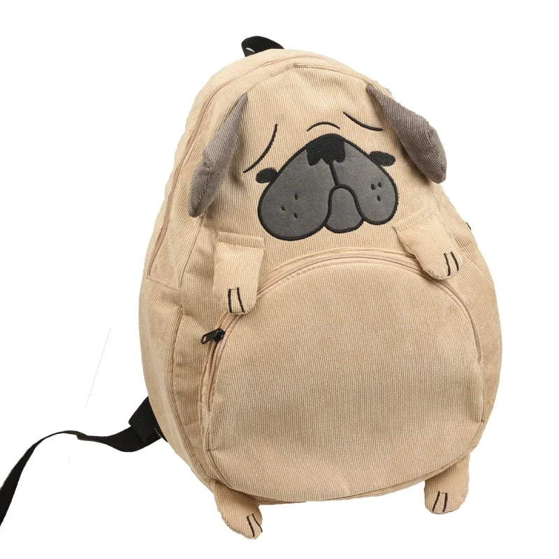 Women Canvas Dog Fox Ear Embroidery Backpack