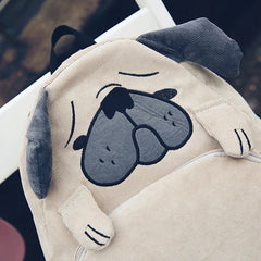 Women Canvas Dog Fox Ear Embroidery Backpack