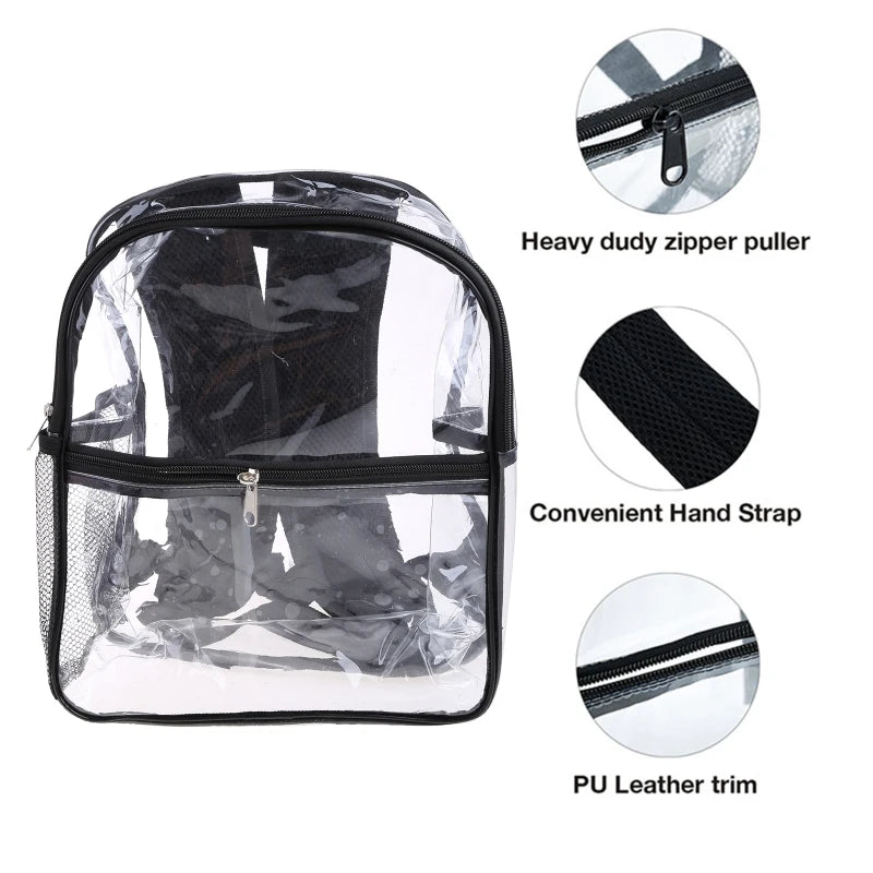 Transparent PVC Women Backpack College Students Bookbag