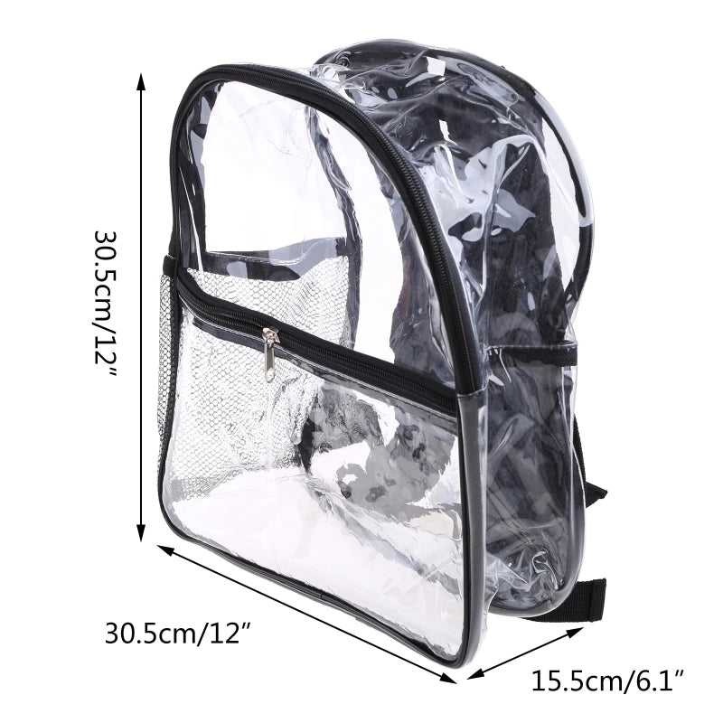 Transparent PVC Women Backpack College Students Bookbag