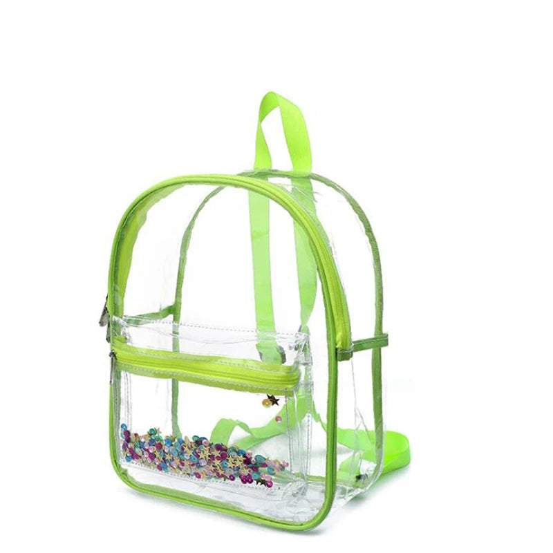 Transparent PVC Women Backpack Waterproof College Students Bag