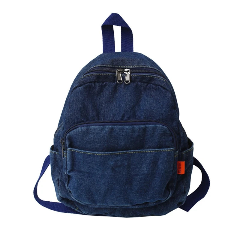 Denim Zipper Small Daypack Rucksack Shoulder Bag
