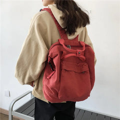 Canvas School Bag For Teenagers Girls Laptop Bookbags Rucksack