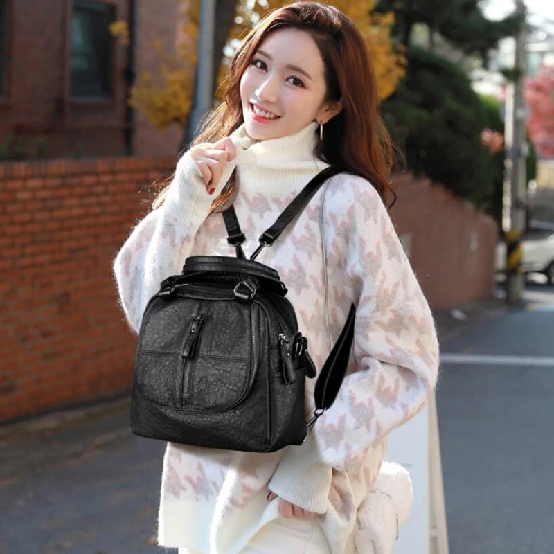 Red Women Backpacks Shoulder Crossbody Bags Small Schoolbags Travel Bag