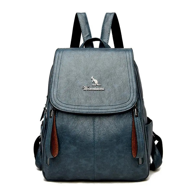 Women Leather Travel Backpack School Bags Girls Solid Back Pack Vintage Bagpack